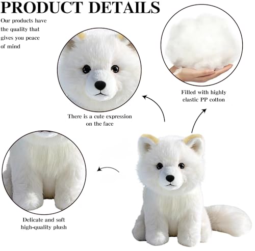 KUUDESOXX Arctic Fox plush displayed on shelf for decorative charm.
