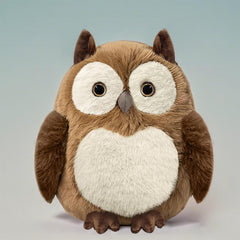 KUUDESOXX Owl plush toy on bed for a cozy bedtime cuddle
