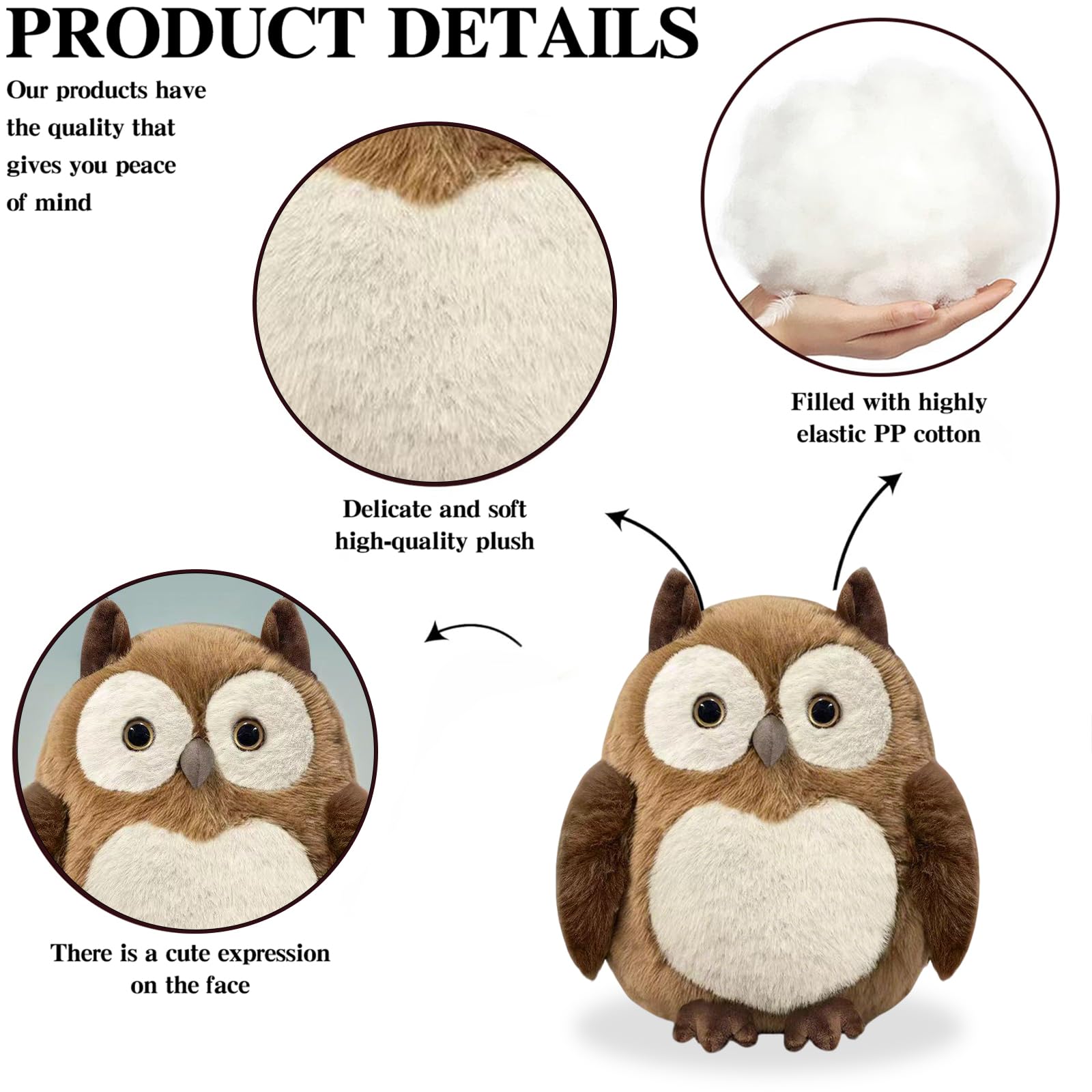 KUUDESOXX Owl plush serves as a friendly play corner companion