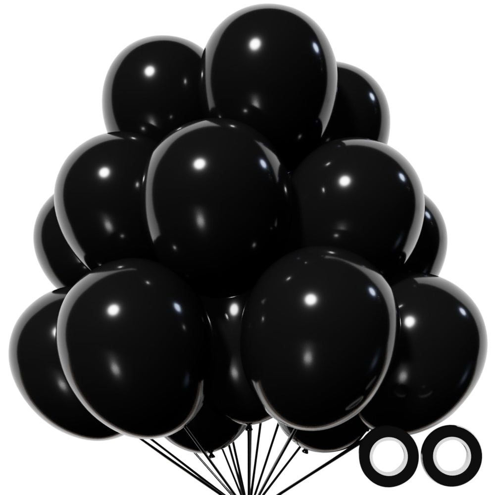 KUULBELA 110pcs black balloons, 12-inch, bold centerpiece option for events