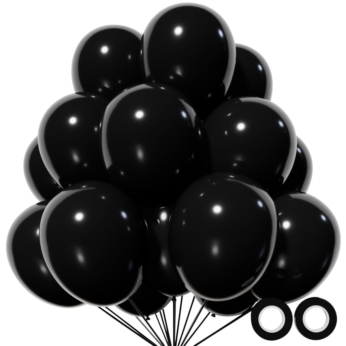 KUULBELA 110pcs black balloons, 12-inch, bold centerpiece option for events