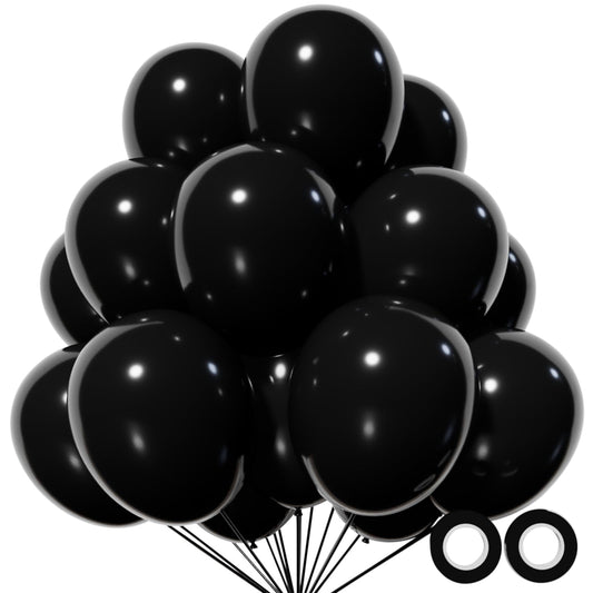 KUULBELA 110pcs black balloons, 12-inch, bold centerpiece option for events