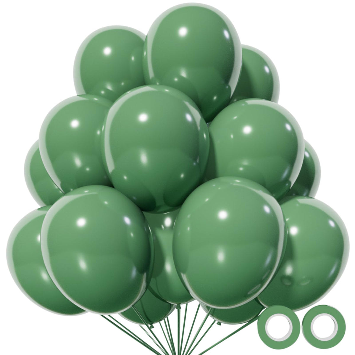 KUULBELA 110Pcs dark sage green balloons 12inch for festive party decoration.