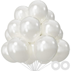 KUULBELA pearl white 12-inch balloons ready for elegant party decor, 110-pack.