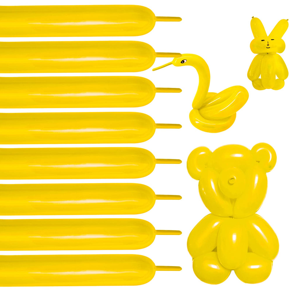KUULBELA 260 yellow balloons for balloon animals and garlands, ideal for birthdays and celebrations.