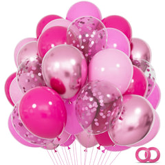 KUULBELA 68Pcs Pink Balloons Kit 12in vibrant pink balloons for festive celebrations.