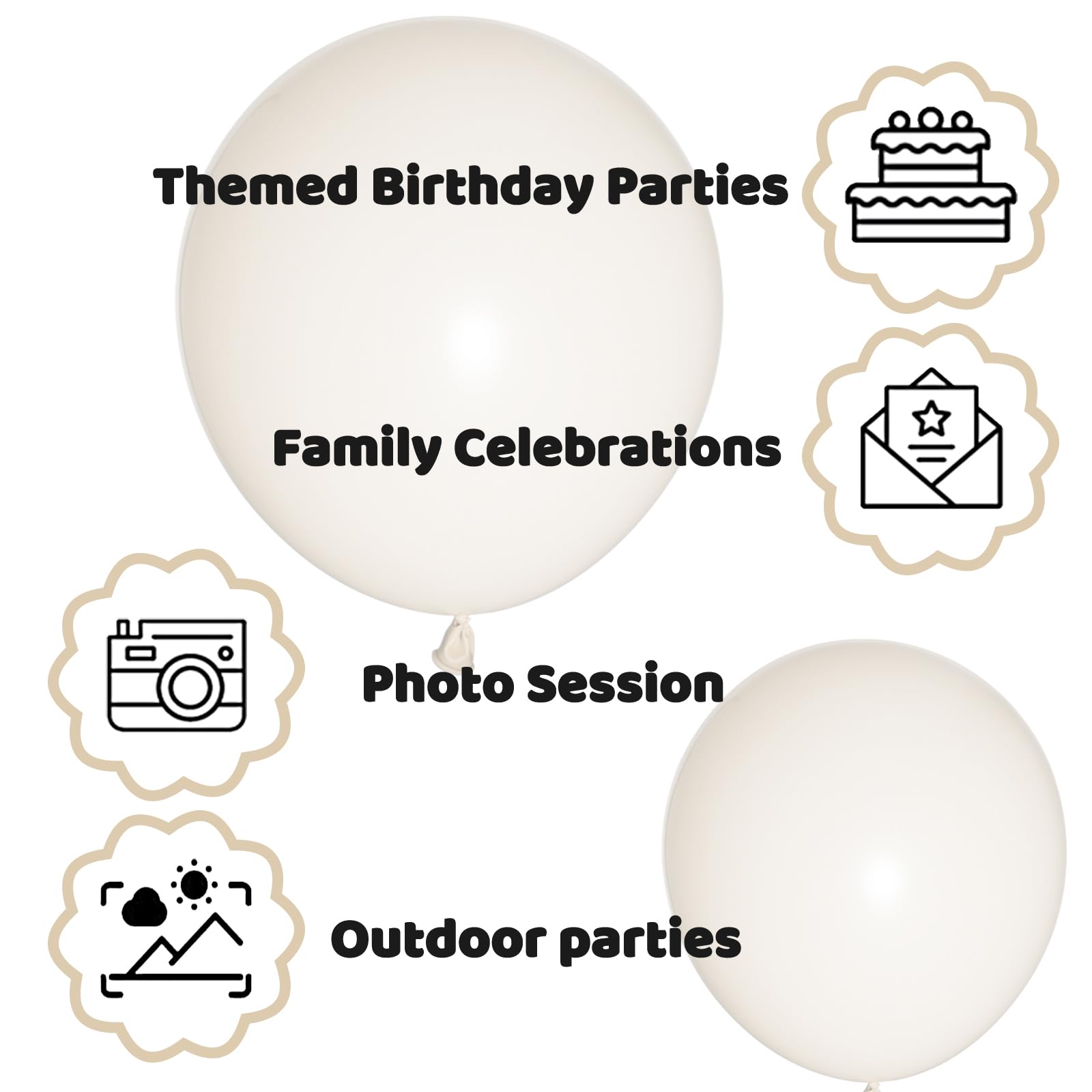 KUULBELA sand white balloons perfect for elegant wedding arches.