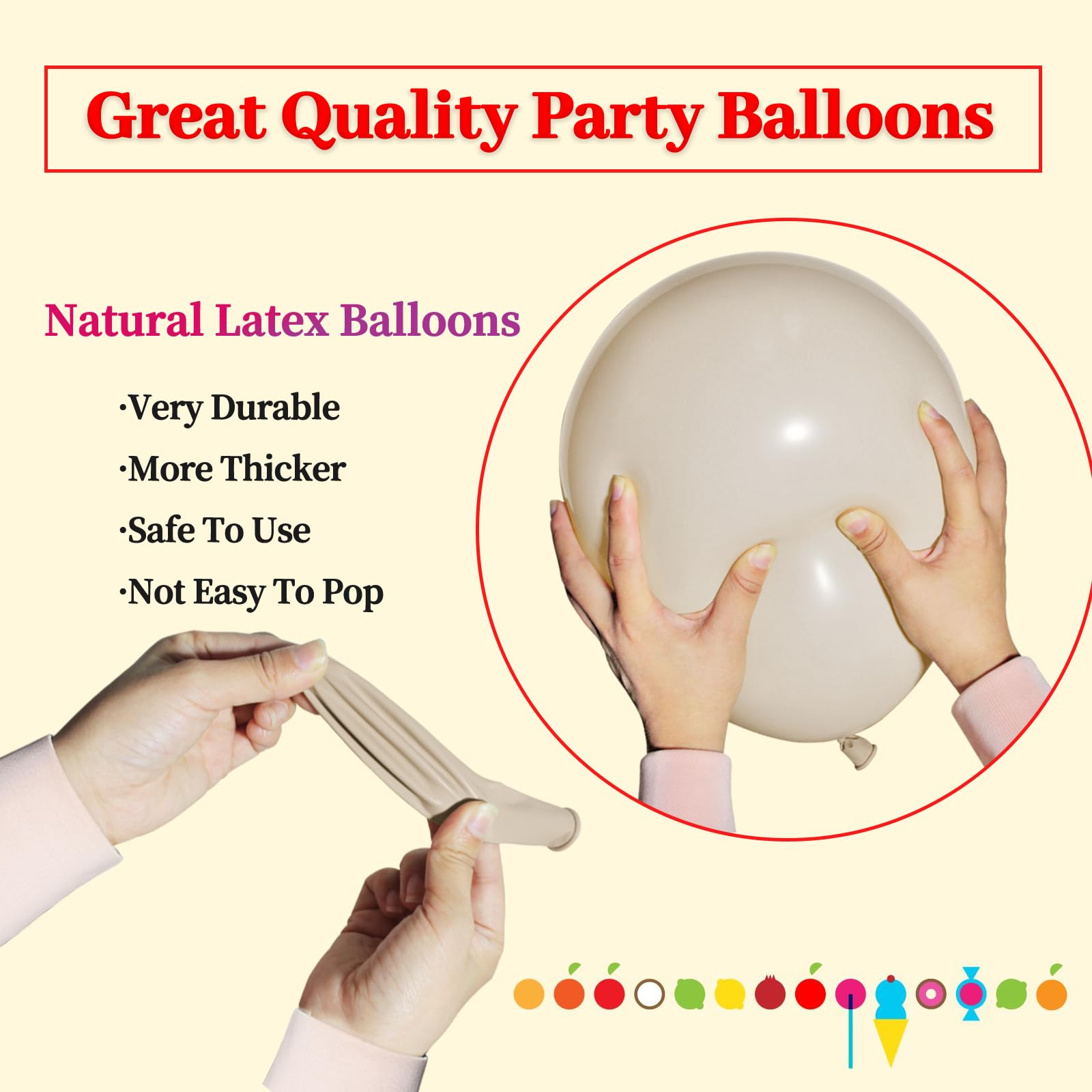 KUULBELA balloons for baby showers, soft sand white accents.