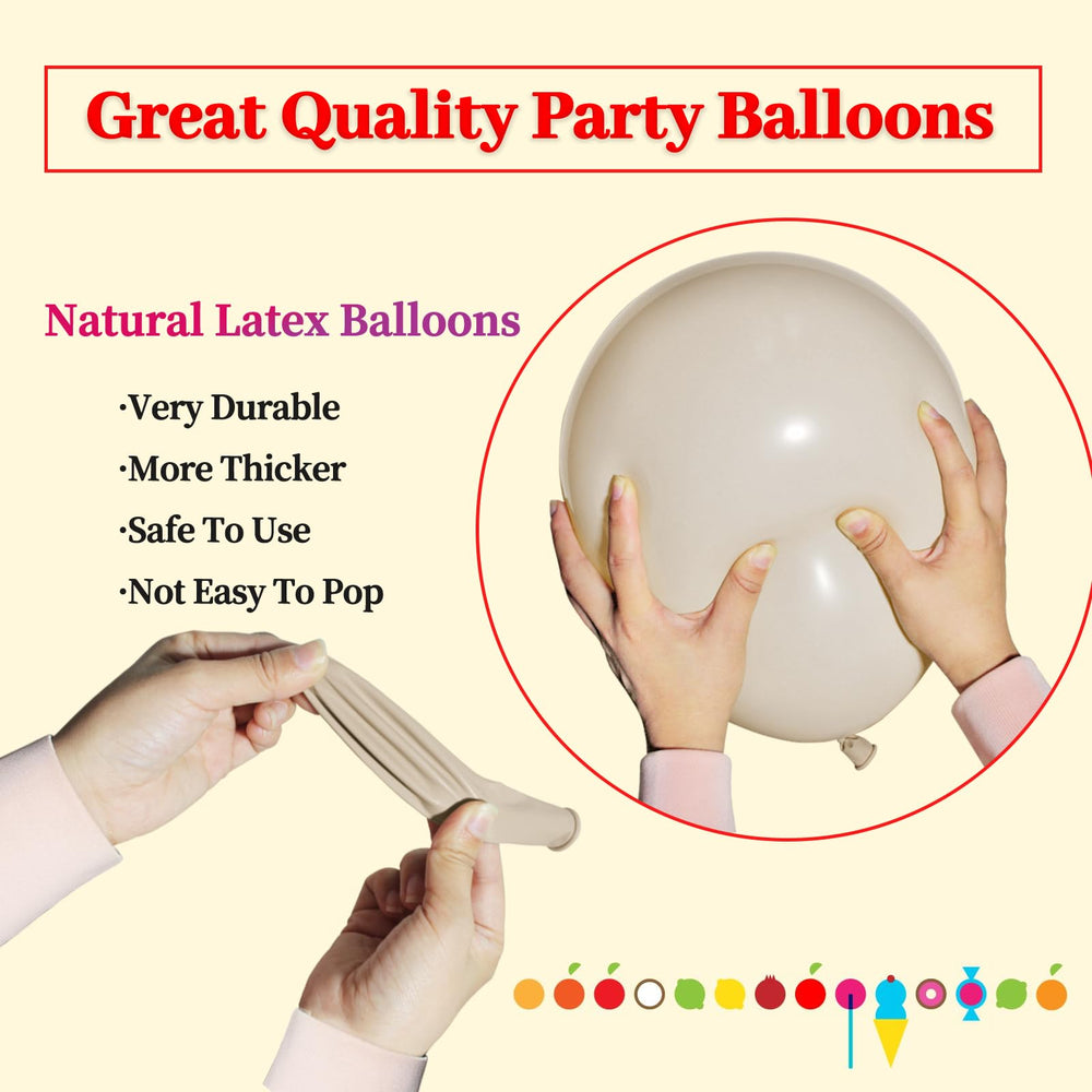 KUULBELA balloons for baby showers, soft sand white accents.