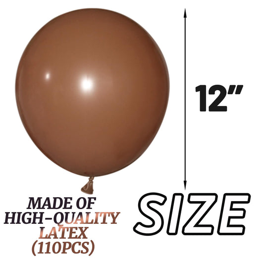 KUULBELA 110-piece brown latex balloons set ideal for balloon arches and clusters.