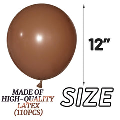KUULBELA 110-piece brown latex balloons set ideal for balloon arches and clusters.
