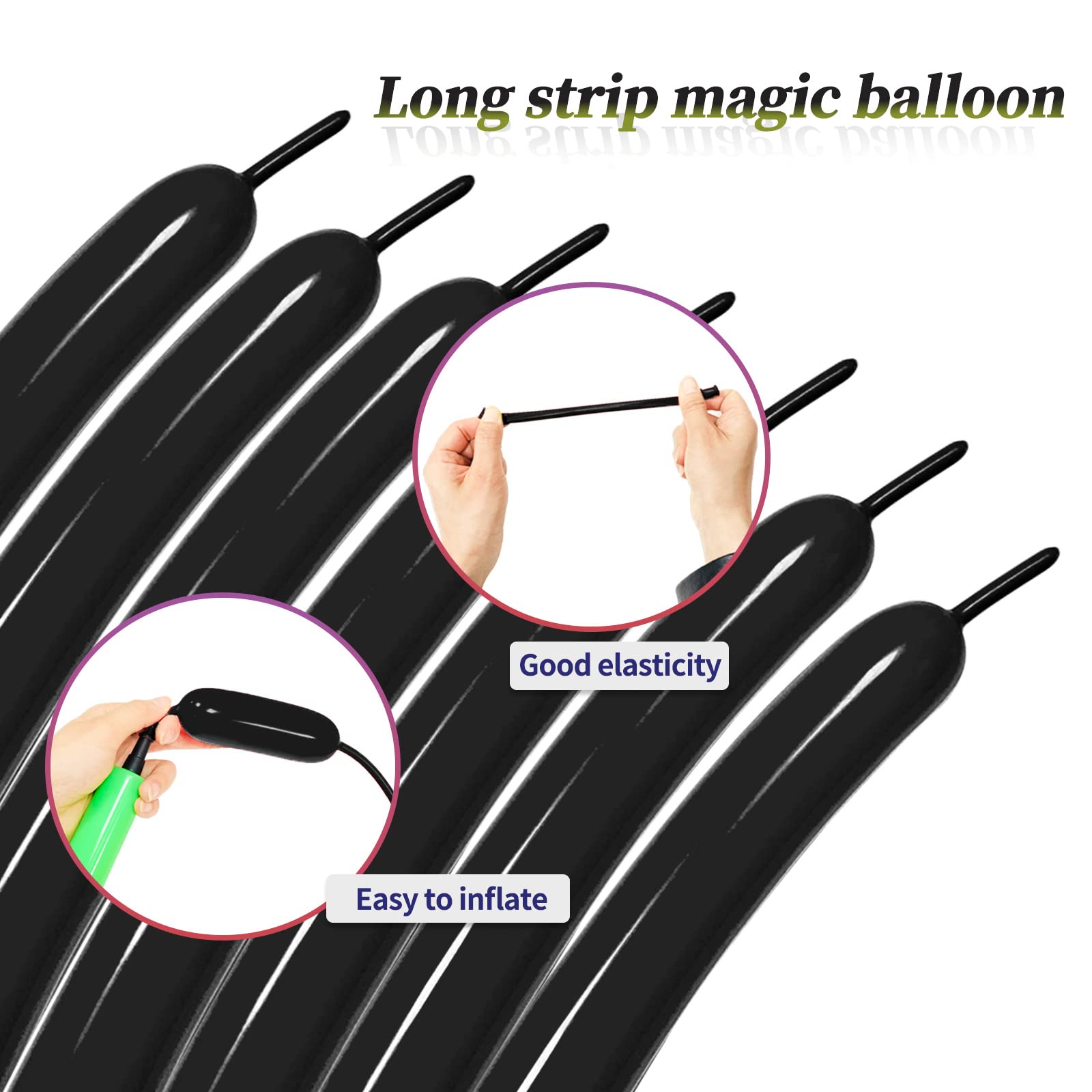 KUULBELA Long black balloons ideal for Halloween arches and decor.