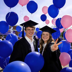 KUULBELA blue balloons with included ribbons for easy styling.