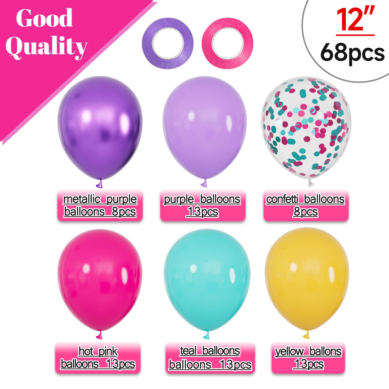 KUULBELA confetti teal and hot pink balloons add shimmer