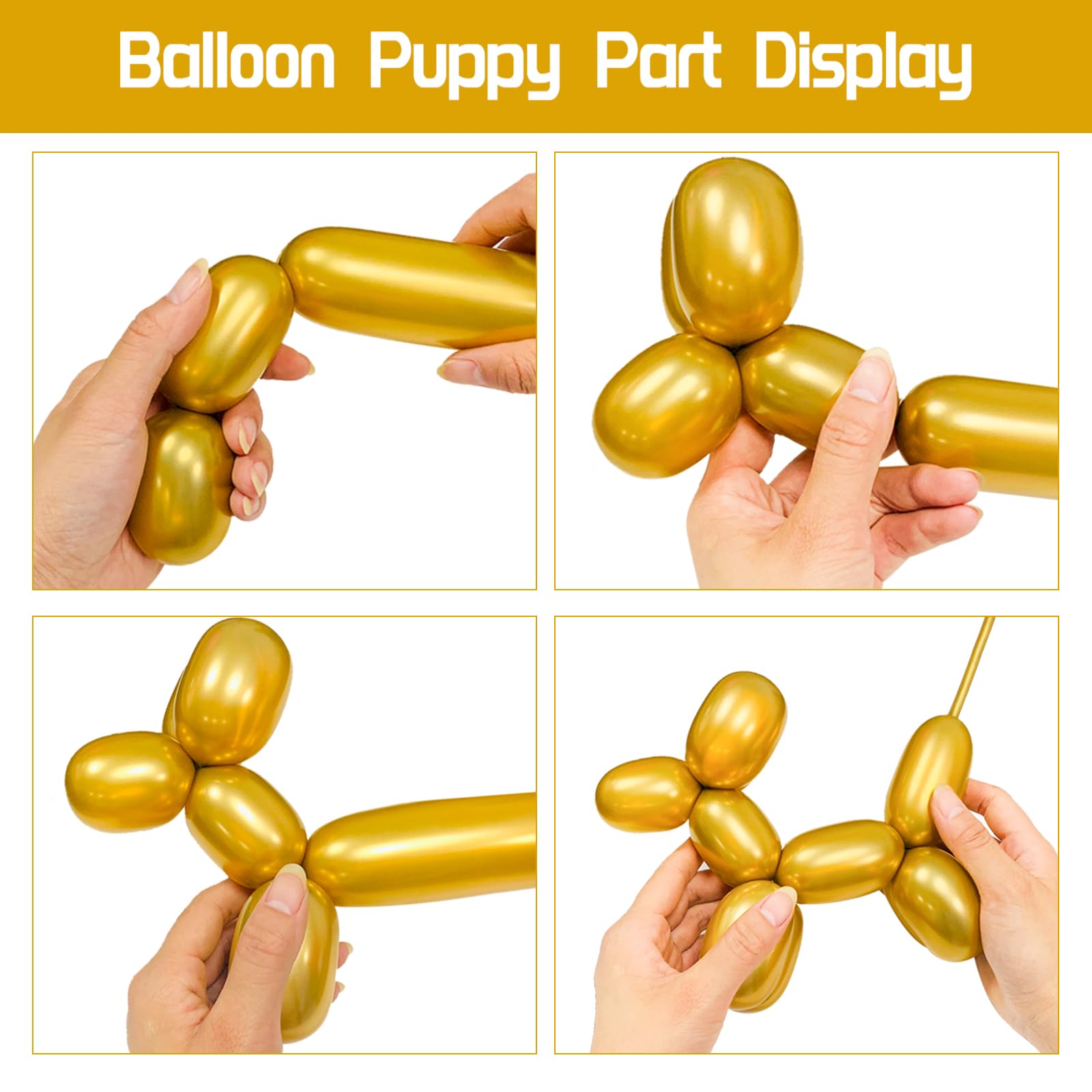 KUULBELA gold long balloon enables colorful animal figures with easy twists.