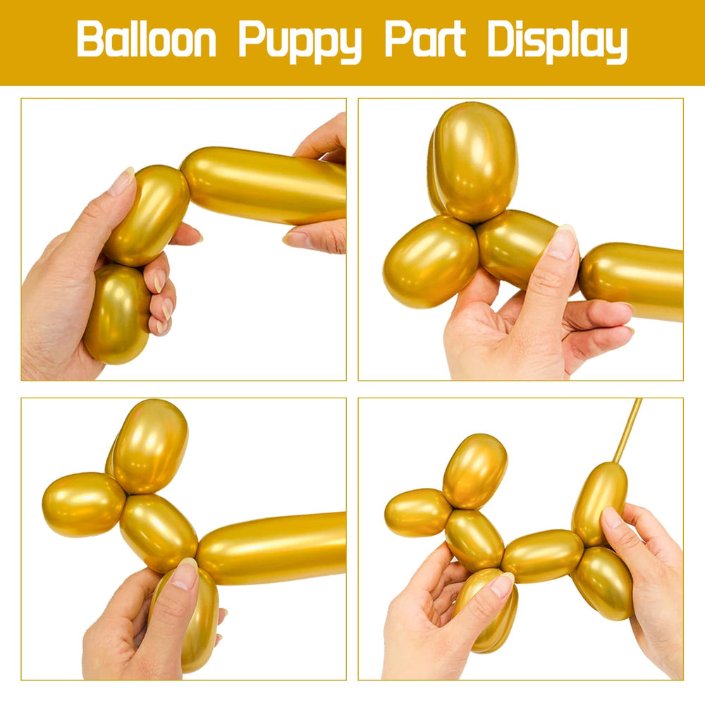 KUULBELA gold long balloon enables colorful animal figures with easy twists.