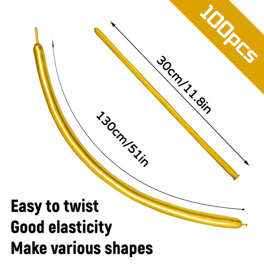 KUULBELA gold metallic long balloon ideal for creating animal shapes at parties.