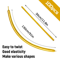 KUULBELA gold metallic long balloon ideal for creating animal shapes at parties.