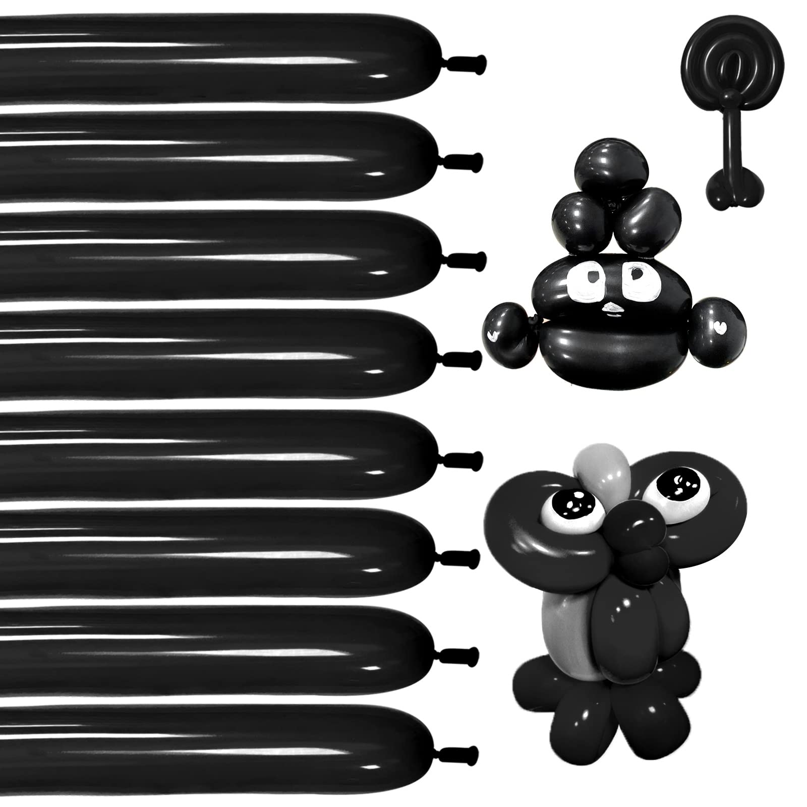 KUULBELA Thickening Latex 260q black balloons for durable balloon animals.