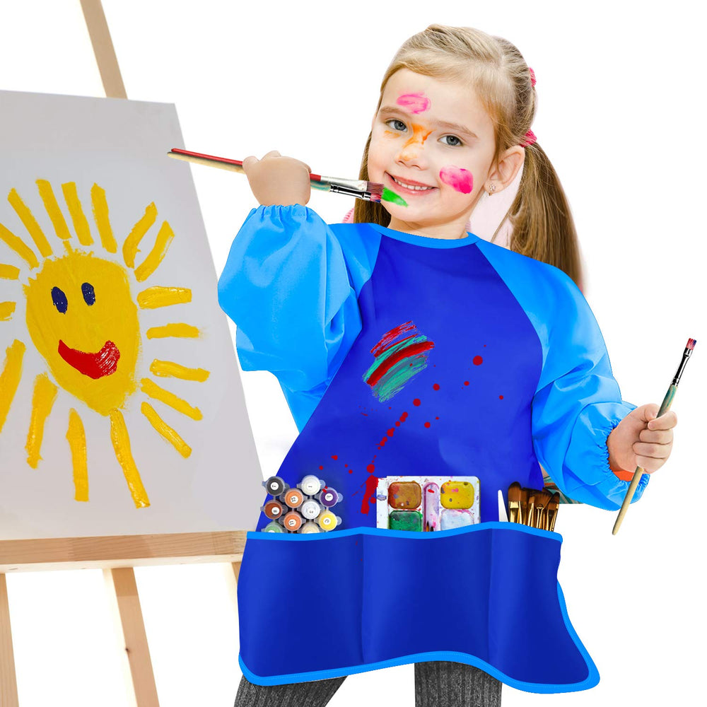 KUUQA blue art smock in use during crafting sessions for neat outfits