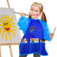 KUUQA blue art smock in use during crafting sessions for neat outfits
