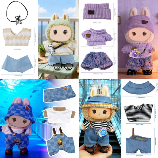 Kuvanspok 17cm doll accessories with hats and glasses for customization.