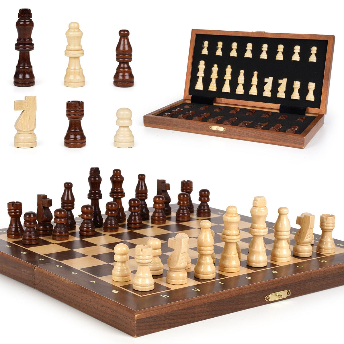 Kvintes magnetic pieces securely attach to the board for stable play on the go.