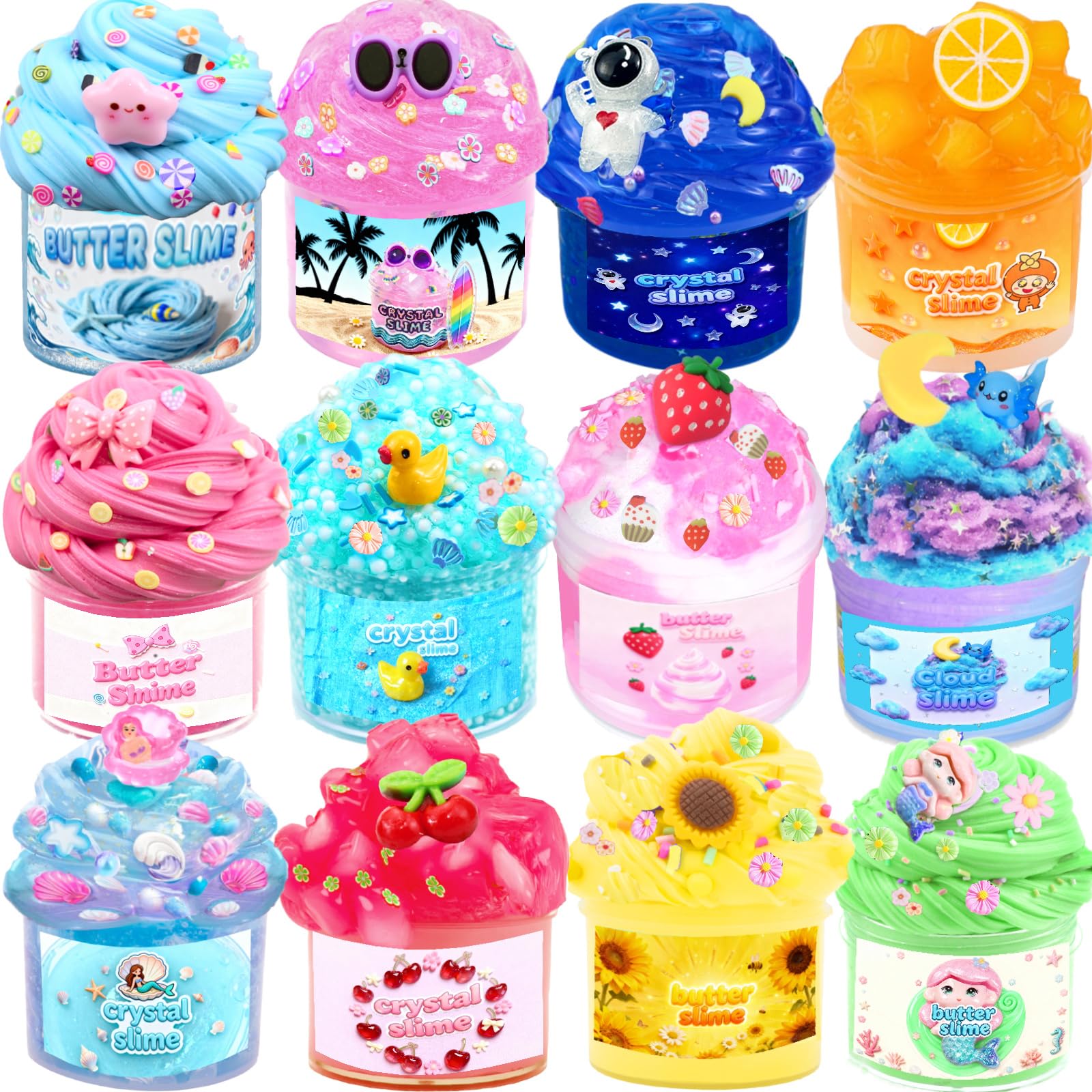 KUALUDJIT 12-pack slime kit with butter slime offers creative play and stress relief during crafts.