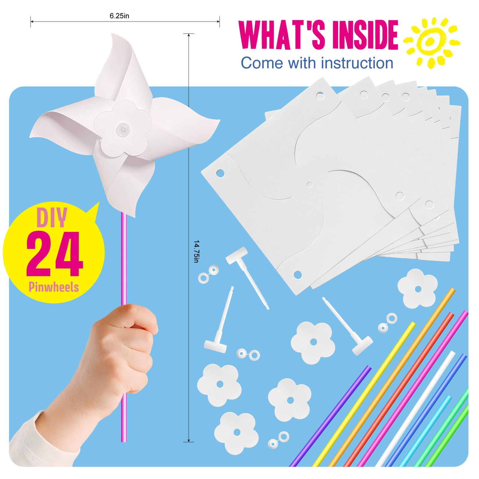 Kids assemble pinwheels using step-by-step visuals from the KwestSync kit