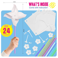 Kids assemble pinwheels using step-by-step visuals from the KwestSync kit