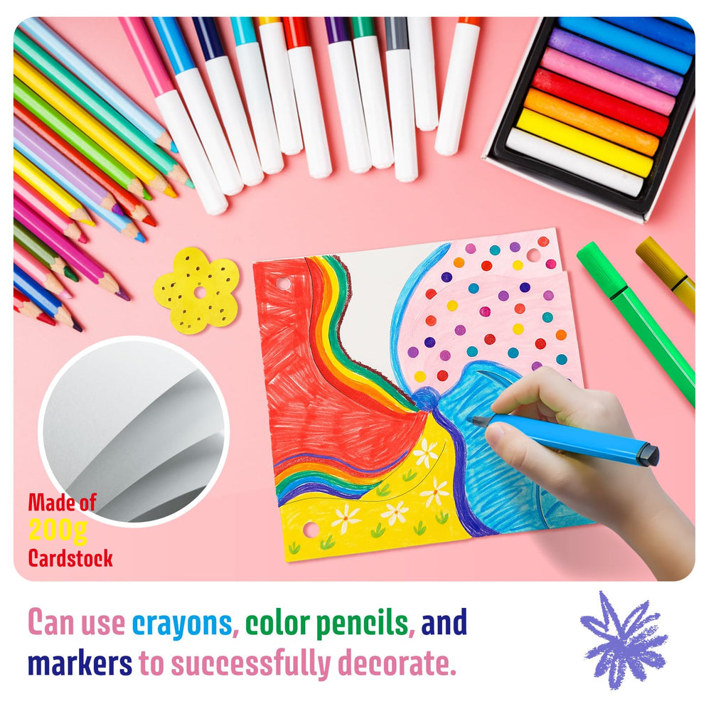 Children decorate pinwheels with crayons and markers from the KwestSync set