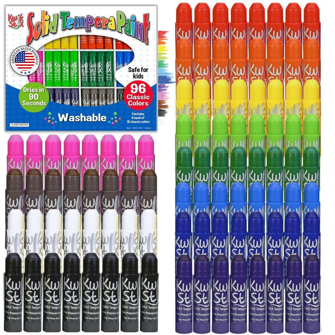 Kwik Stix 96-color classic colors pack for vibrant, washable kid art.