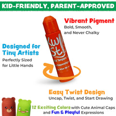 Kwik Stix Cuties easy cleanup after crafts and playtime.