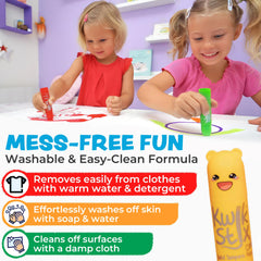 Kwik Stix Cuties washable formula cleans hands easily after crafting.