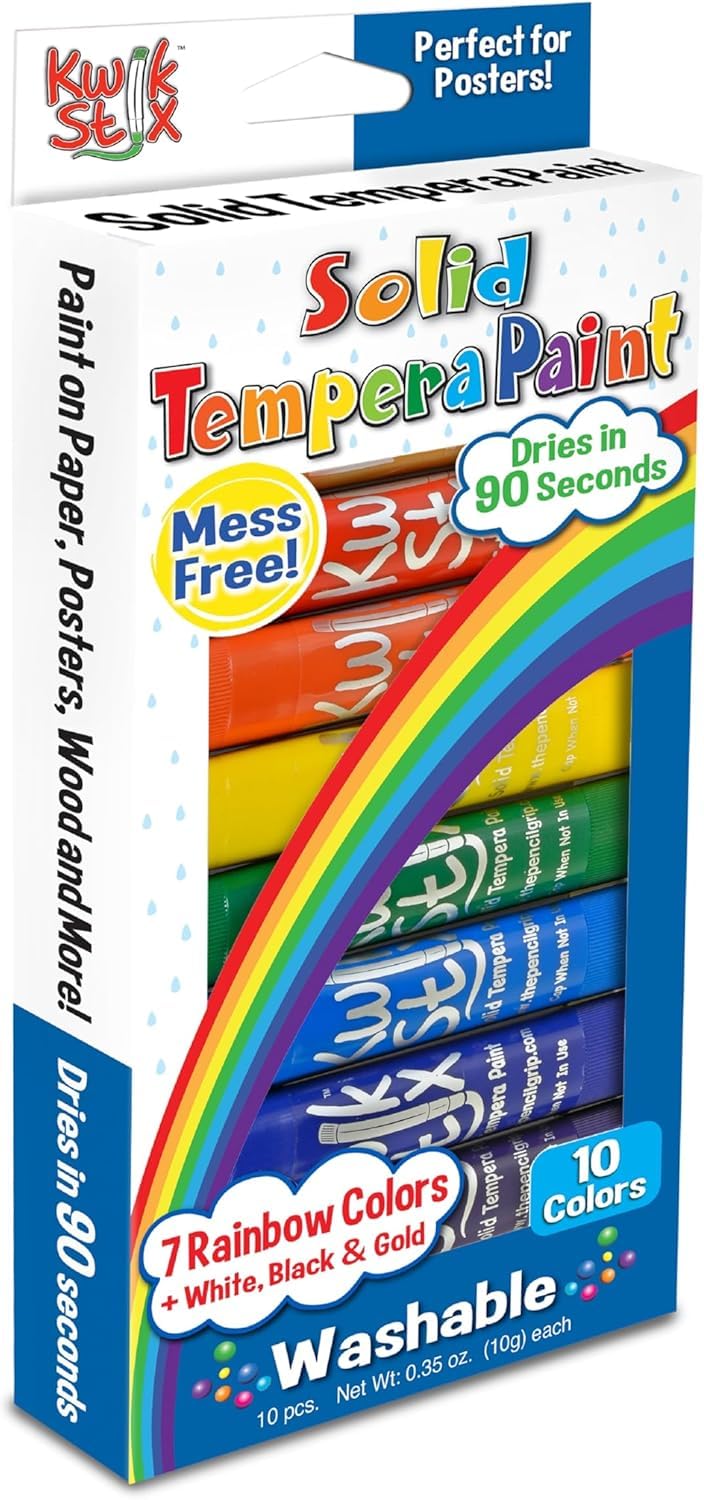 Kwik Stix twist-action design enables easy paint flow for young artists.