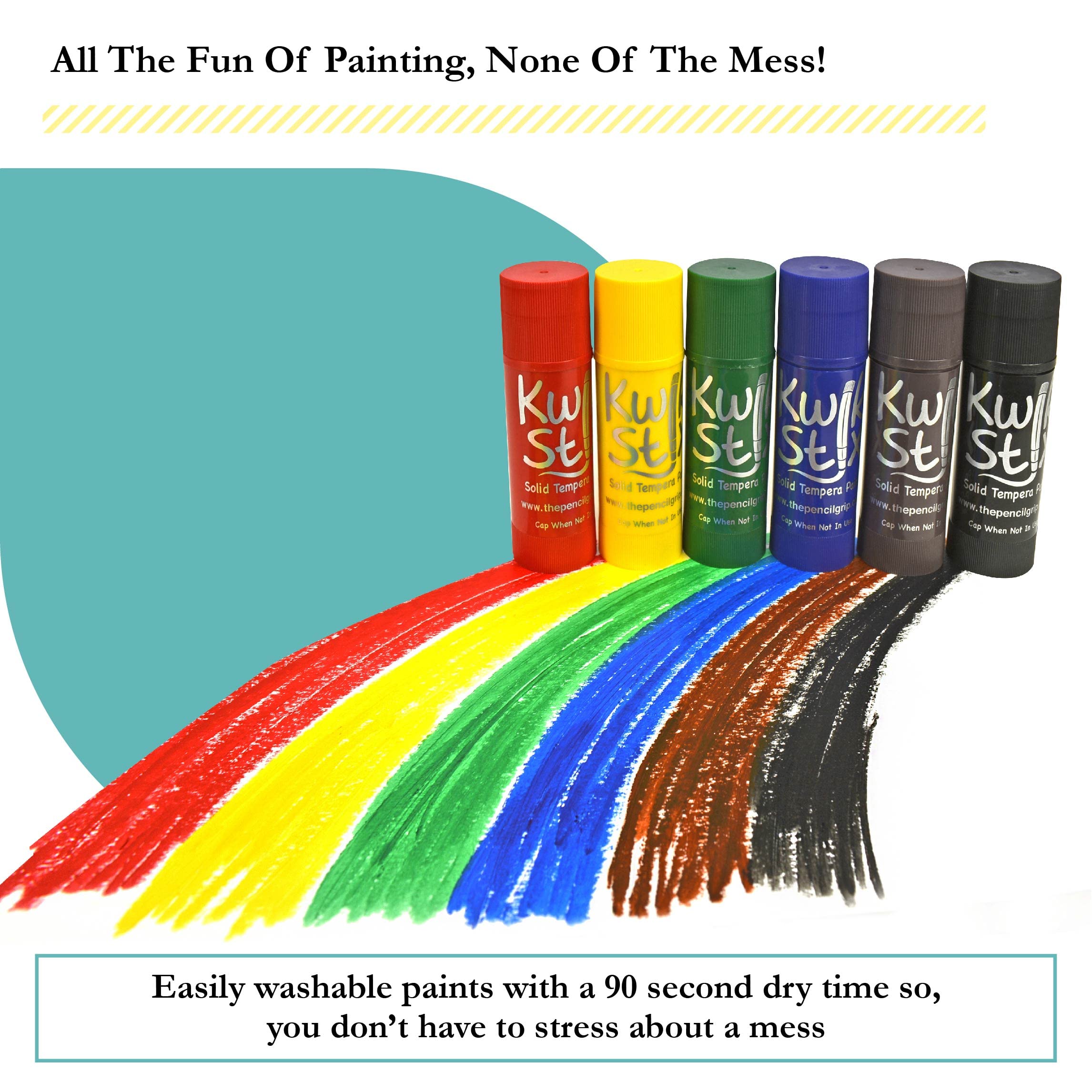 Kwik Stix washable tempera paints easy cleanup after crafts.
