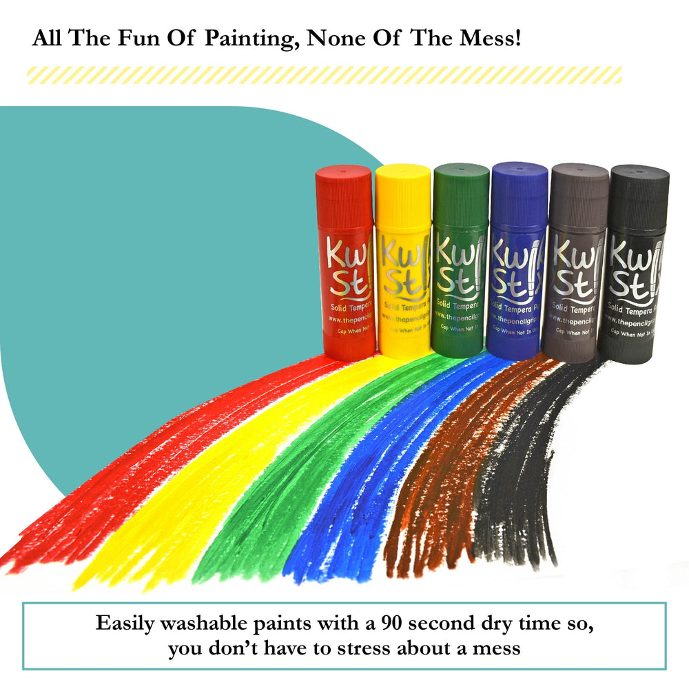 Kwik Stix washable tempera paints easy cleanup after crafts.