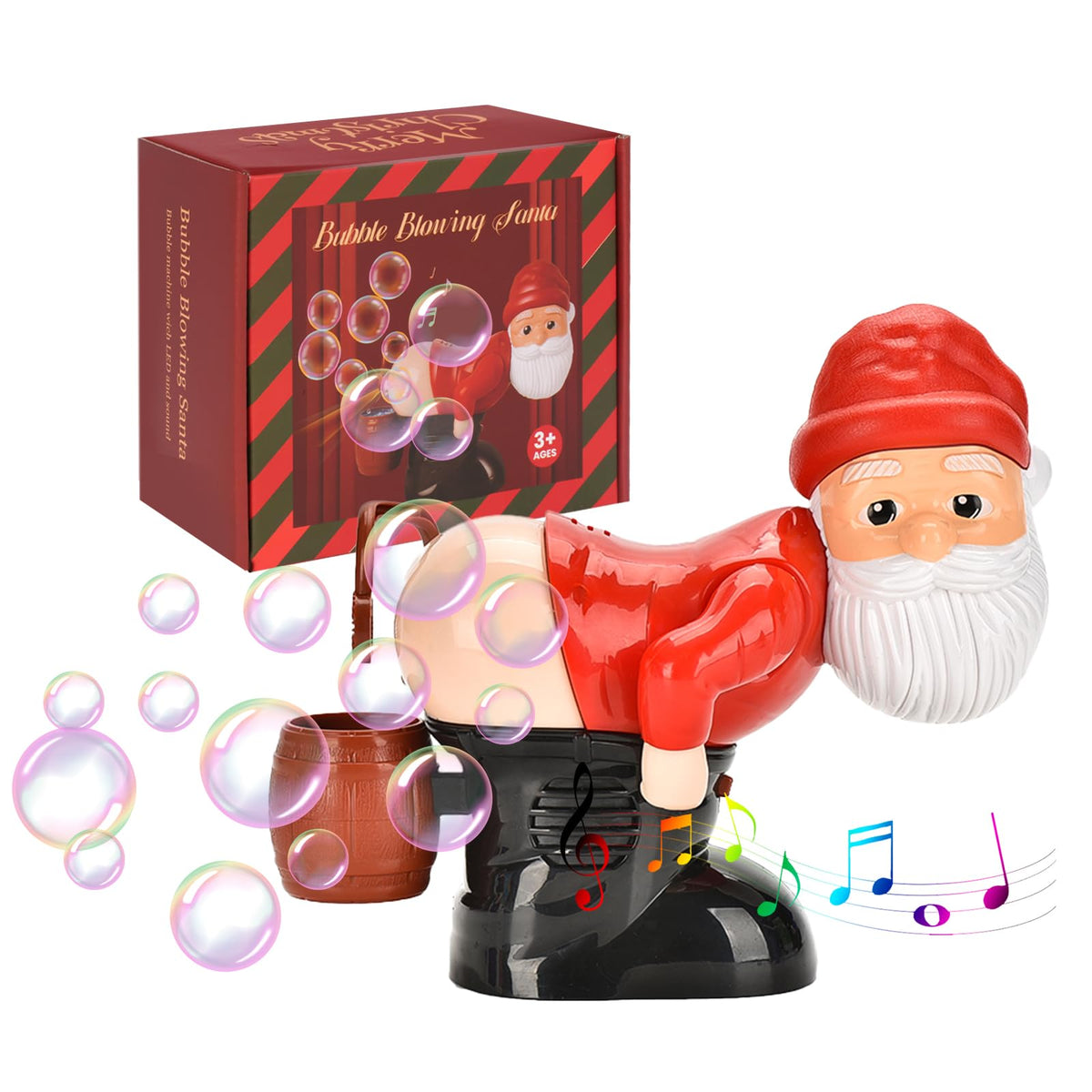 KXSGKRR Santa Bubble Blower creates colorful bubbles for indoor or outdoor holiday fun.