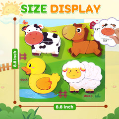 Kyerivs Farm Animal Puzzle pieces with thick edges for little hands.
