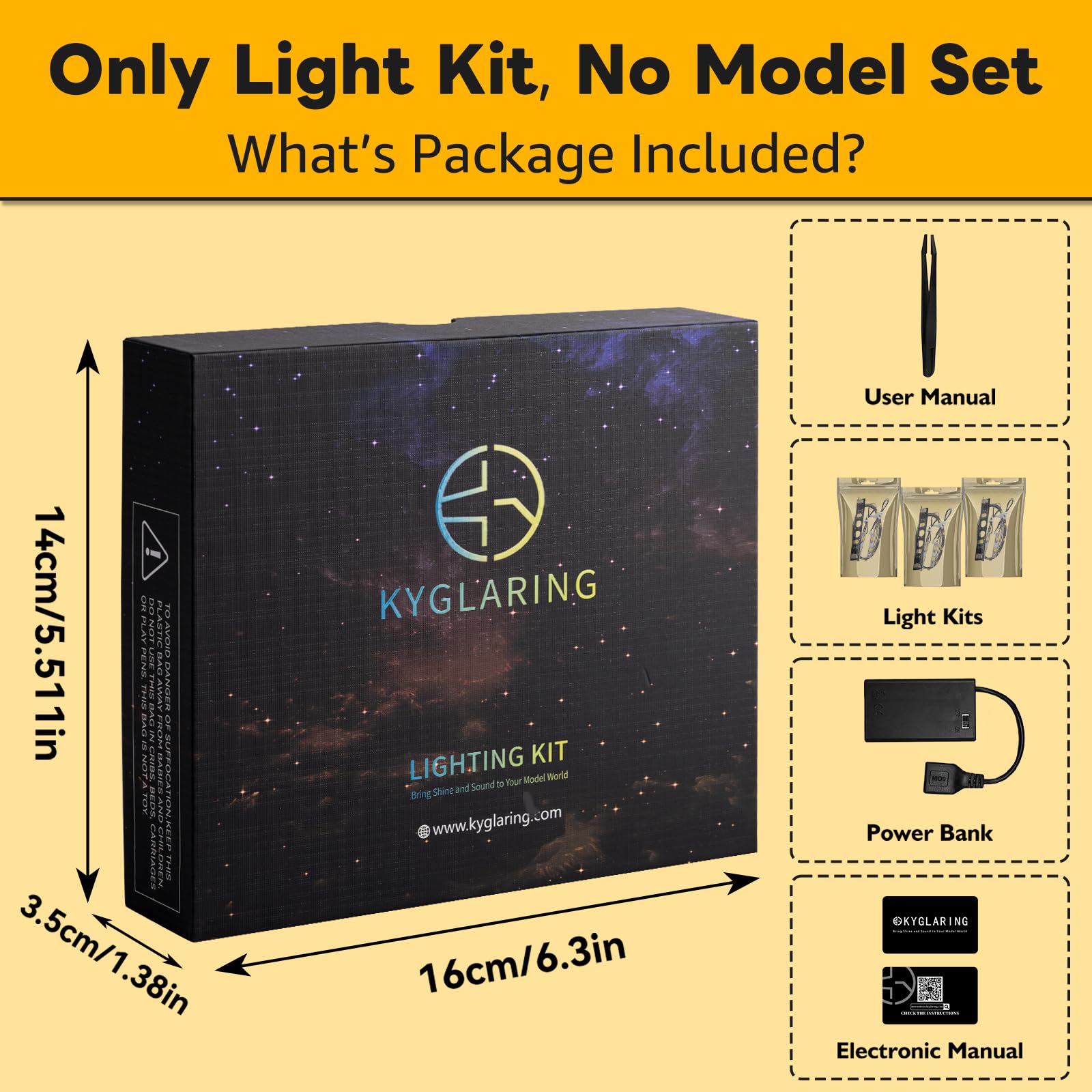 Kyglaring light kit with invisible wiring for a seamless display.