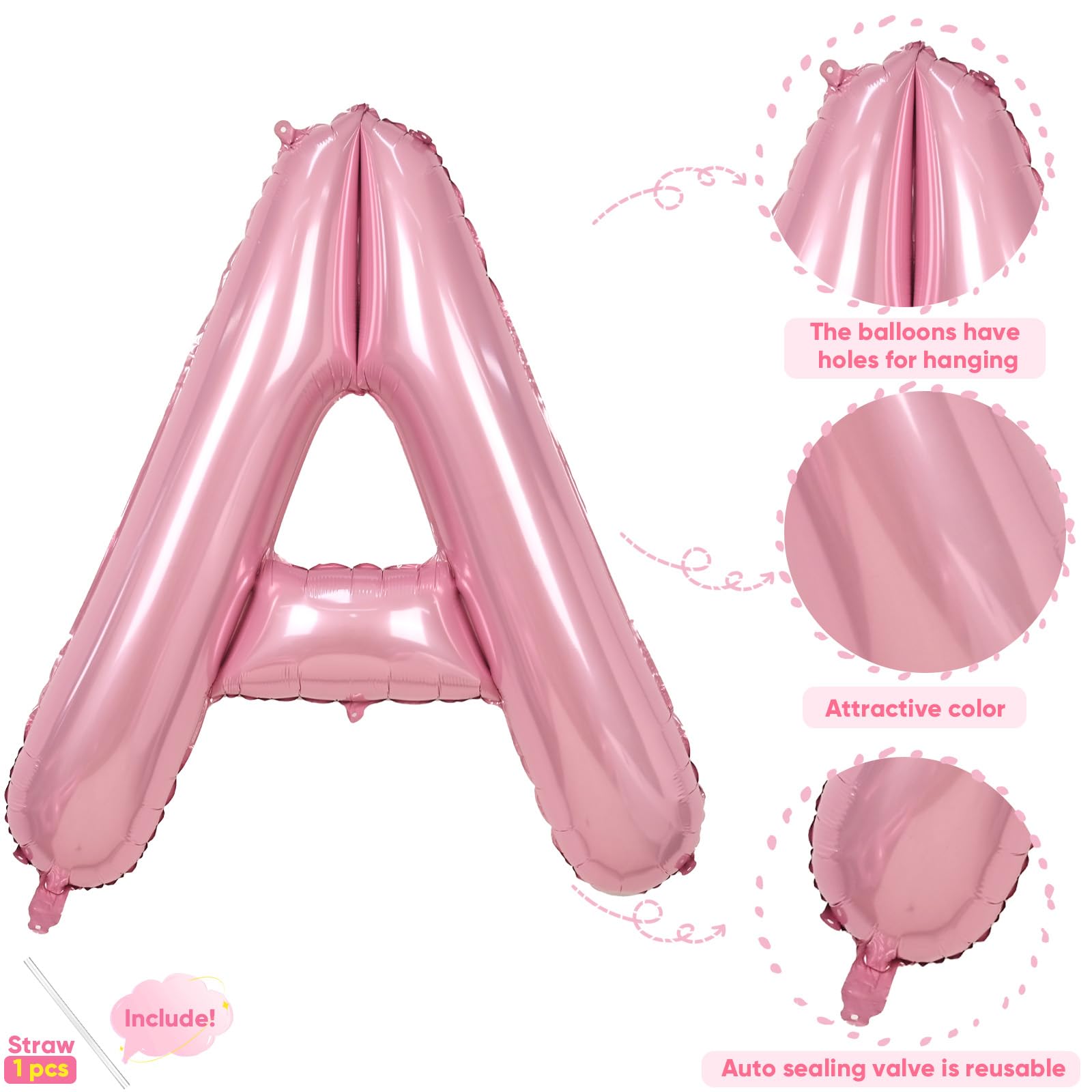 KYGNE giant pastel pink foil balloon A adds a playful focal point to celebrations.