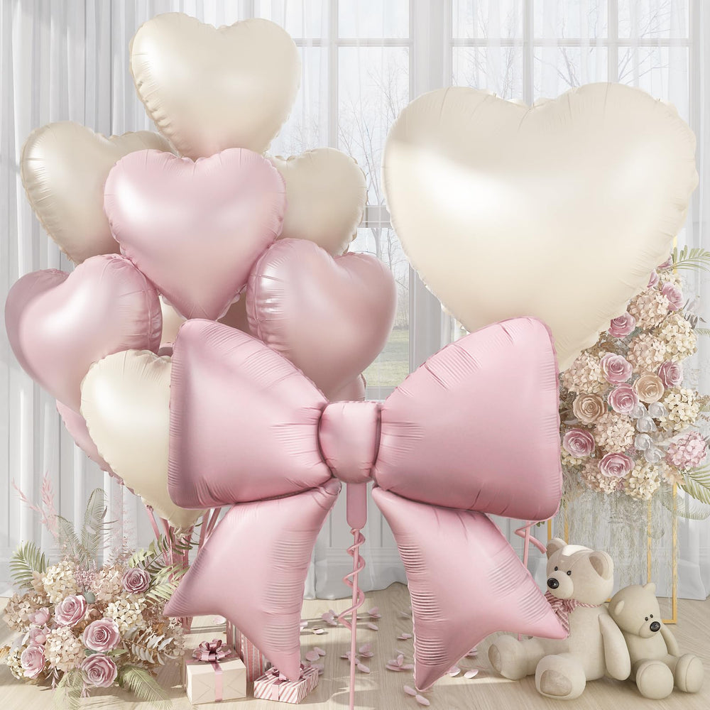 KYGNE giant pink bow foil balloon 38 inch creates a bold centerpiece for celebrations.
