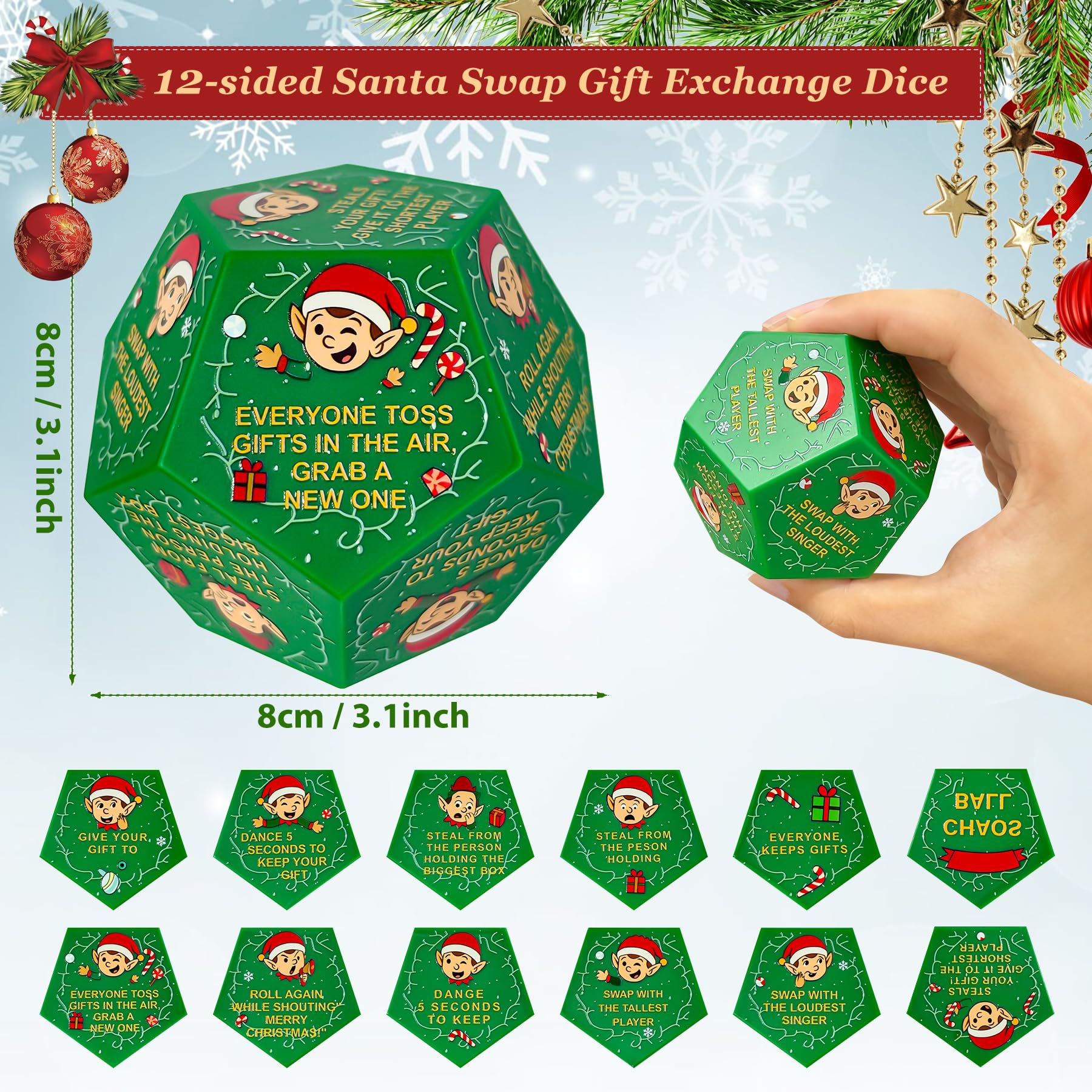 kykake Christmas gift-exchange dice for large group fun