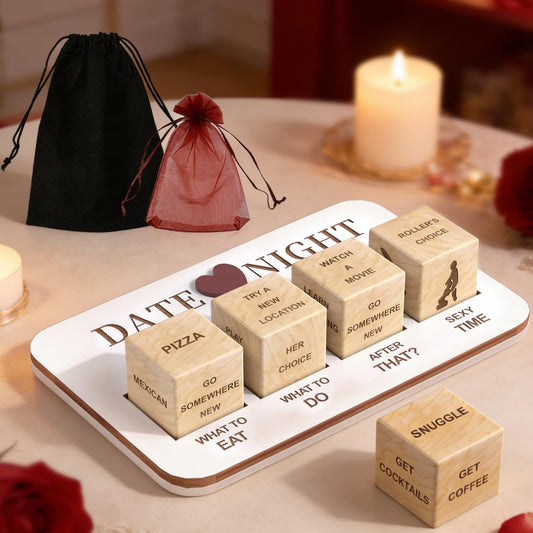 kykake date night dice showing romantic situations for couples