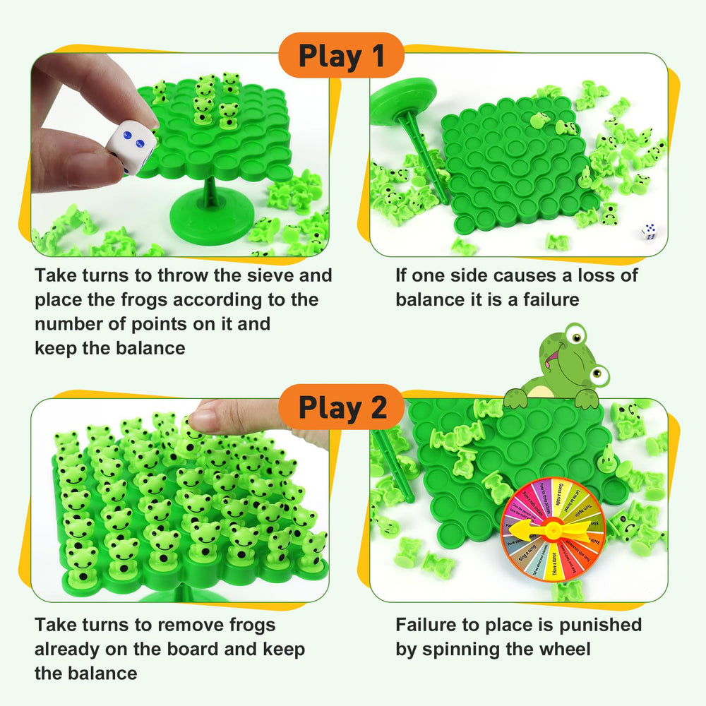 Kykake Frog Balance Game dice and wheel add chance-driven turns for engaging rounds