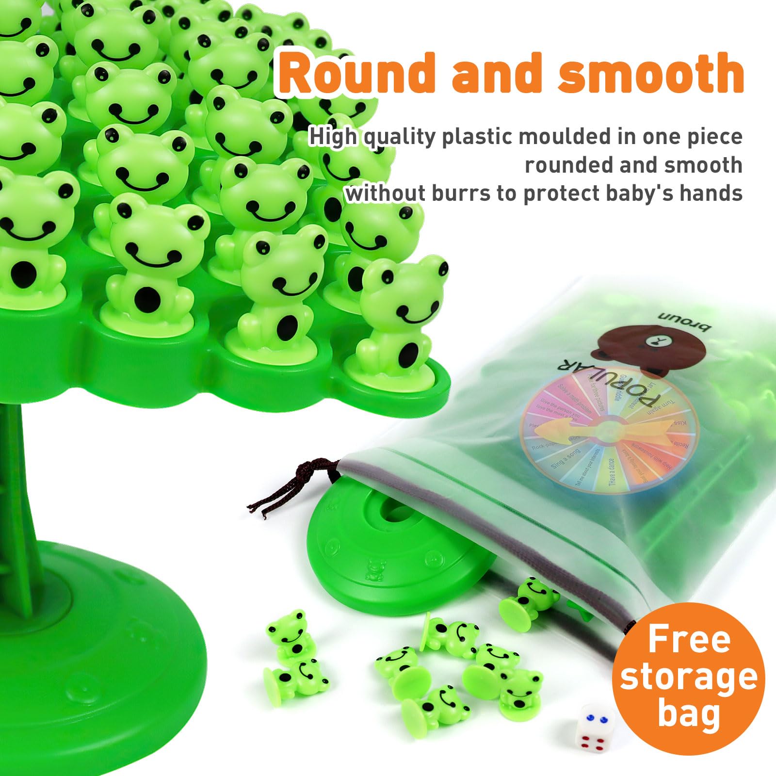 Kykake Frog Balance Game storage bag keeps pieces organized after play