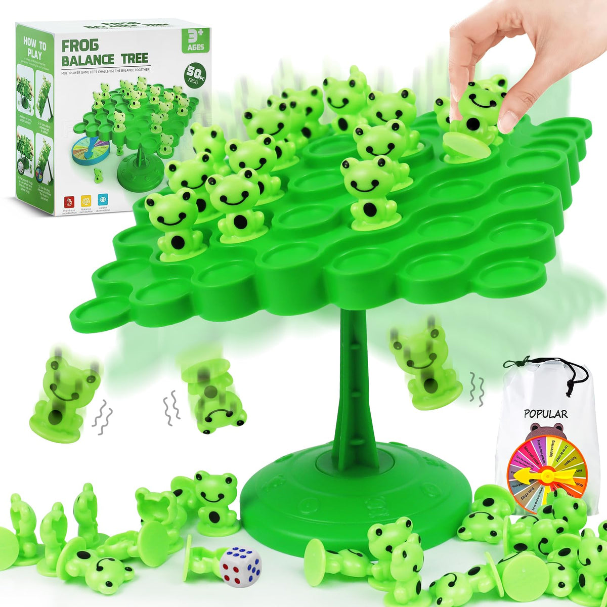 Kykake Frog Balance Game top view with colorful frogs for family-friendly play