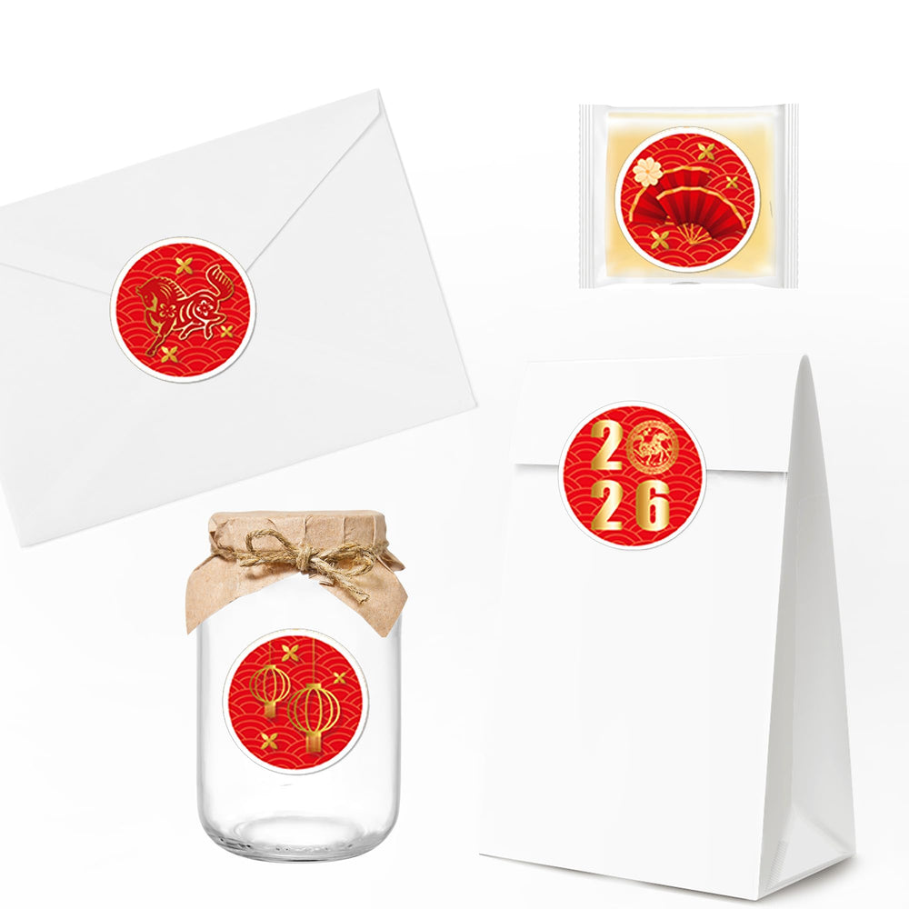 Kymy horse-year design stickers ideal for Lunar New Year party decorations.