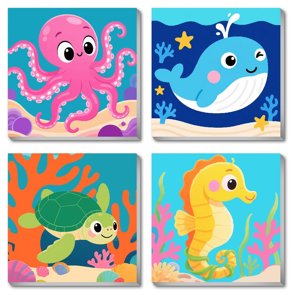 KYOQFVN framed 4-pack octopus painting for kids boosts creativity at home