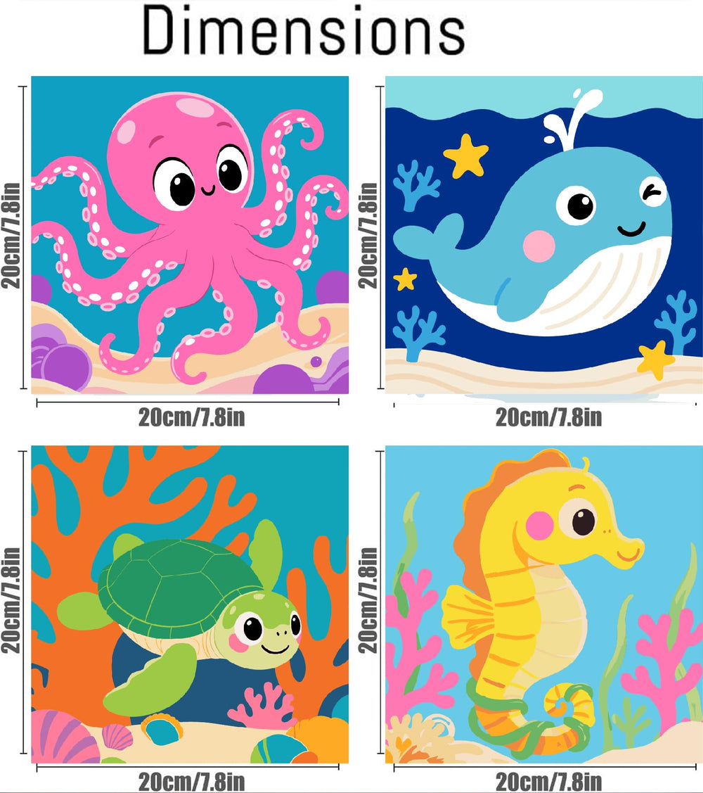 KYOQFVN framed 4-pack whale painting supports focus during craft time